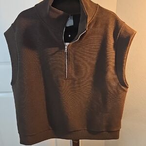Alia Dark Brown Zip-Up Vest